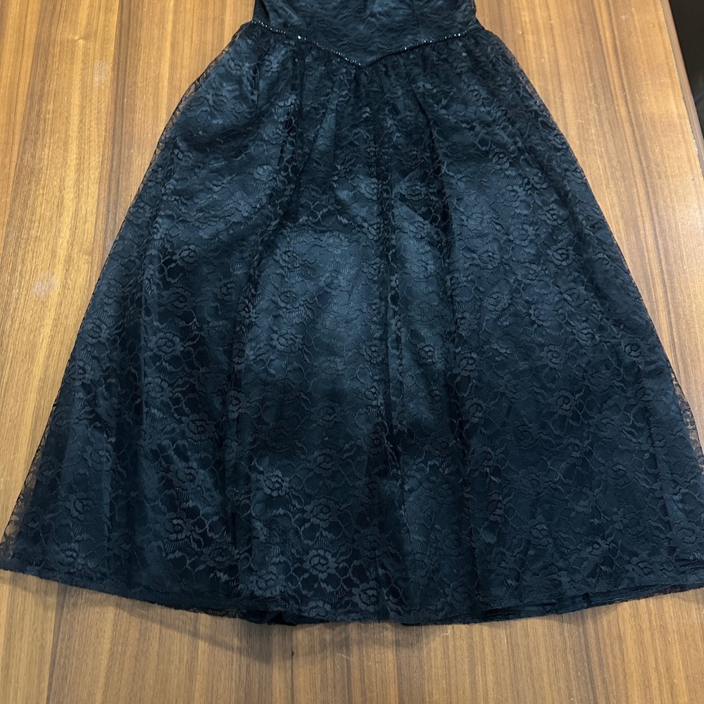 Gunne‎ Sax Y2K VTG Black Lace Gothic Corset Style Strapless Formal Dress Size 9 - Picture 10 of 16